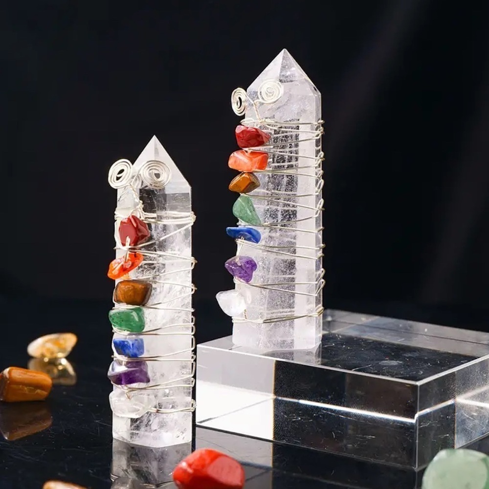 NEW Clear Quartz Chakra Healing Crystal Tower